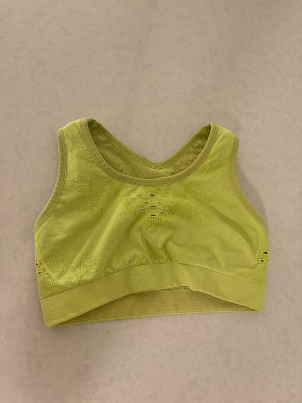 Smartwool Sports Bra Small Chartreuse Green No Pads Pullover Polyester Blend